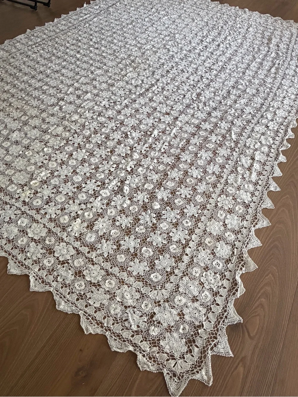 Handmade Cream Crochet Tablecloth - Elegant Lace Dining Linen